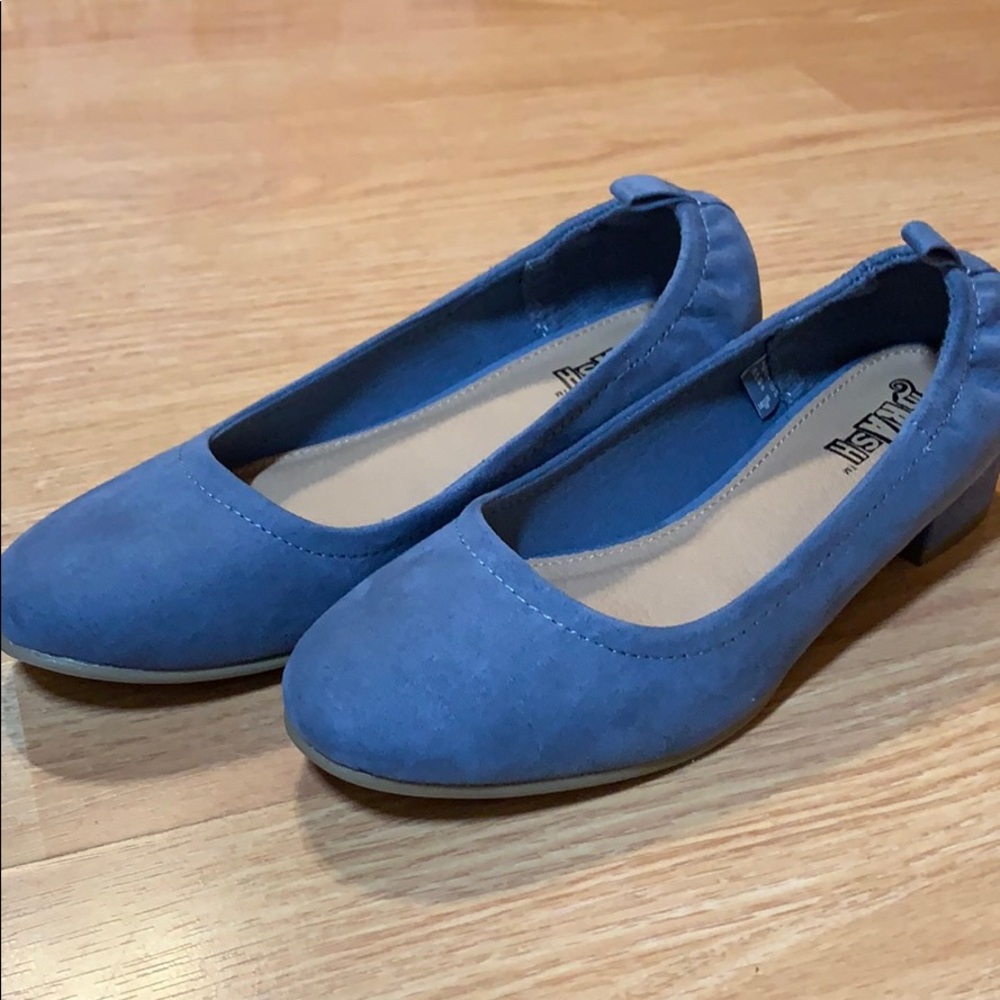 Blue Suede Block Heel